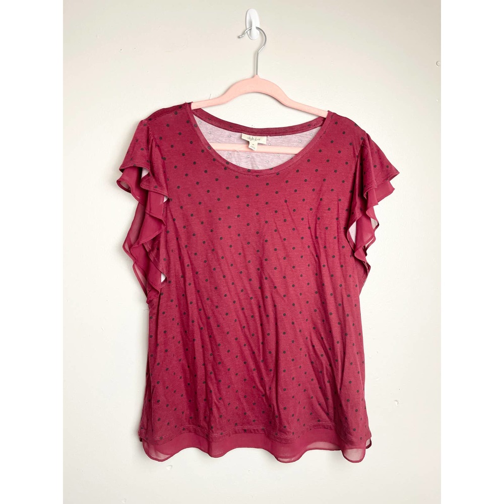 NWOT Style and Co Red Polka Dot Top Women's Size XL